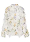 Blumarine Floral Semi-sheer Silk-chiffon Shirt In Multi