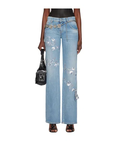 Blumarine Blue Sequinned Jeans In D0631 Allure