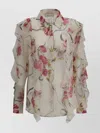 Blumarine Women Floral Silk Chiffon Shirt