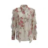 Blumarine Women Floral Silk Chiffon Shirt