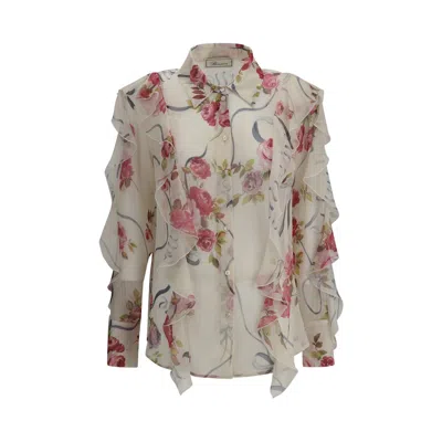 BLUMARINE FLORAL SILK CHIFFON SHIRT