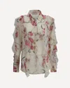 Blumarine Women Floral Silk Chiffon Shirt