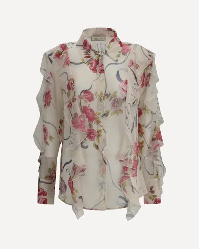 Blumarine Floral Silk Chiffon Shirt