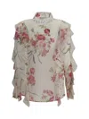 Blumarine Women Floral Silk Chiffon Shirt In Wild Orchid/white Sw