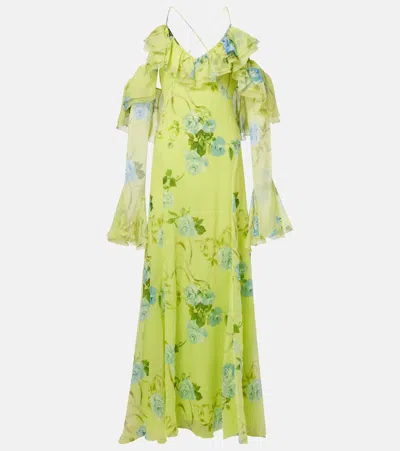 Blumarine Floral Silk Crêpe Maxi Dress In Multi