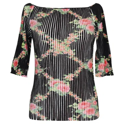Pre-owned Blumarine Floral Top Size 44 In Black