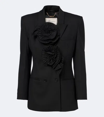 Blumarine Floral-appliqué Blazer In Black