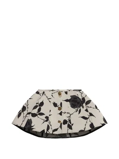 Blumarine Floral-print Button-detail Mini Skirt In White