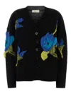 Blumarine Stretch Nylon Blend Floral Cardigan In Black