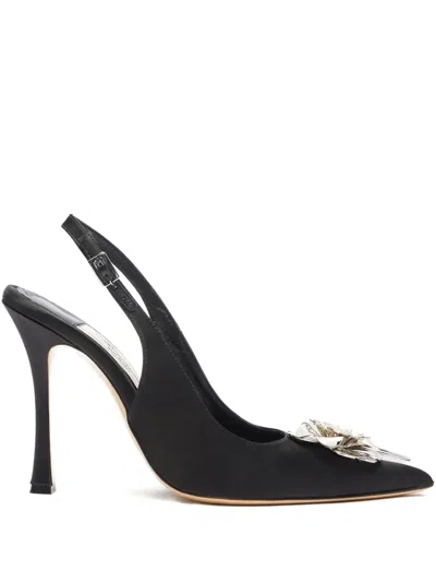 Blumarine Flower-embellished Slingback Pumps In Black