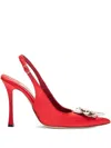 Blumarine Flower-embellished Slingback Pumps In Red