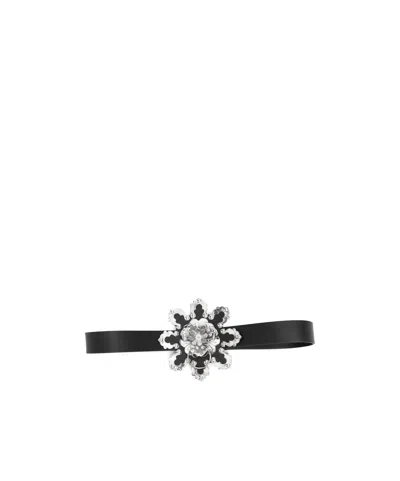 Blumarine Flower-embellishment Leather Belt In Black