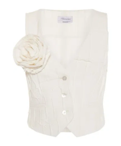 Blumarine Flower Pin Vest In White