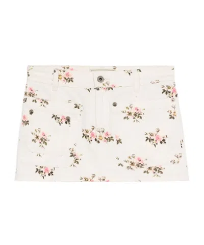 Blumarine Flower Printed Skirt In White