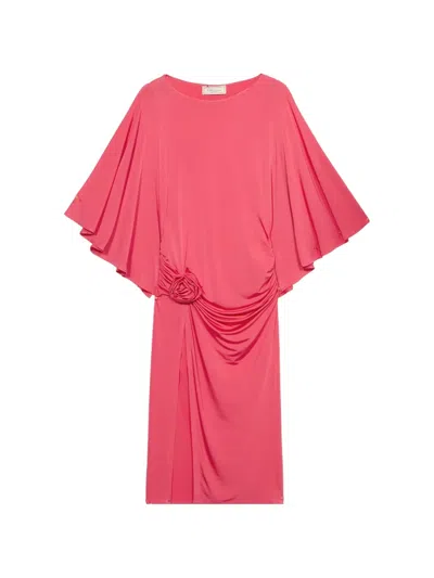 Blumarine Flower-appliqué Midi Dress In Pink