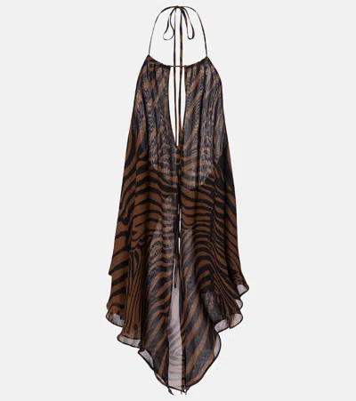 Blumarine Foulard Twill Top In Animal Print