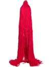 Blumarine Fringe-design Halterneck Long Dress In Red