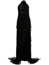 Blumarine Fringe-design Sleeveless Maxi Dress In Black