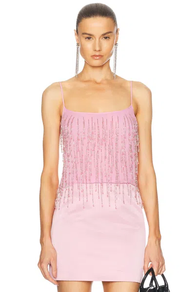 Blumarine Fringe Tank Top In Dalia Pink