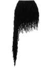 Blumarine Fringed Asymmetric Miniskirt In Black