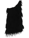 Blumarine Fringed Georgette Mini Dress In Black