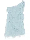 Blumarine Fringed Mini Dress In Blue