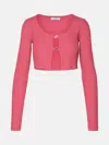 BLUMARINE FUCHSIA VISCOSE BLEND CROP SWEATER