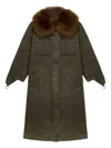 Blumarine Fur-collar Parka Coat In Green