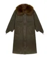 Blumarine Fur-collar Parka Coat In Green
