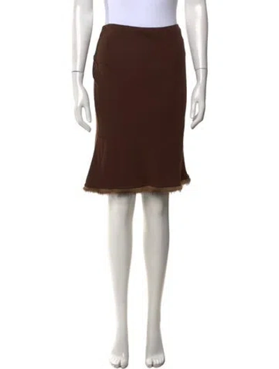 Pre-owned Blumarine Fur Trim Midi Length Skirt In Brown