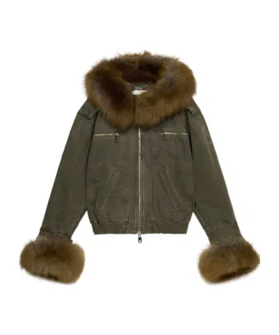 BLUMARINE BLUMARINE HOODED ZIP-UP BOMBER JACKET