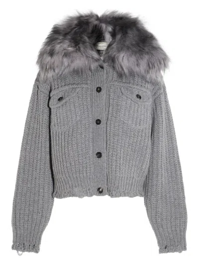 Blumarine Fur-trimmed Knitted Jacket