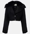 Blumarine Fur-trimmed Wool-blend Jacket In Black