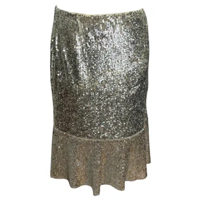 Pre-owned Blumarine F/w 2003 Sequined Fishtail Skirt In Gray