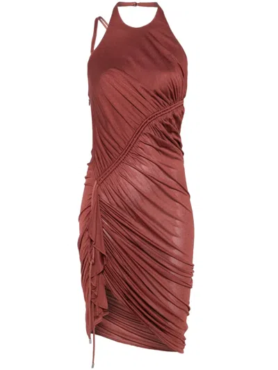 Blumarine Gathered-detail Mini Dress In Red