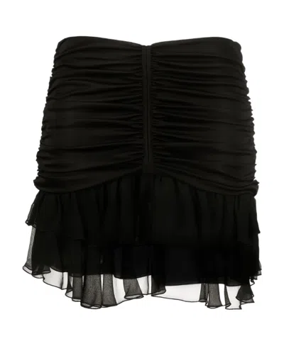 Blumarine Gathered-detail Mini Skirt In Black