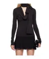 Blumarine Gathered-tie Long-sleeved Top In Black