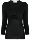 Blumarine Gathering Detail Stretch Top In Black