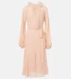 Blumarine Georg Feather-trimmed Midi Dress In Eyeshadow Pink