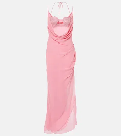 Blumarine Georg Embellished Maxi Dress In Pink Peony