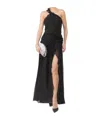 Blumarine Ruffled Halterneck Silk Maxi Dress In Black