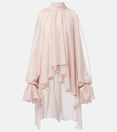 Blumarine Asymmetric Georgette Blouse In Multicolor