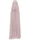 Blumarine Lilac Georgette Long Dress In Grey