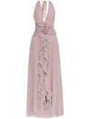 Blumarine Lilac Georgette Long Dress In Pink