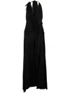 Blumarine Georgette Dress With Fringe In Black