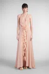 Blumarine Georgette Dress Woman In Rose-pink Silk