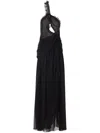 Blumarine Ruffled Halterneck Silk Maxi Dress In Black
