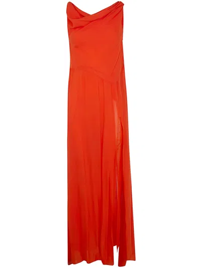 Blumarine Georgette Long Dress In Red