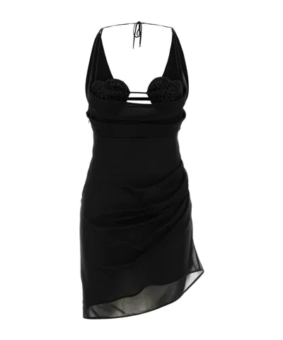 Blumarine Georgette Mini Dress In Black