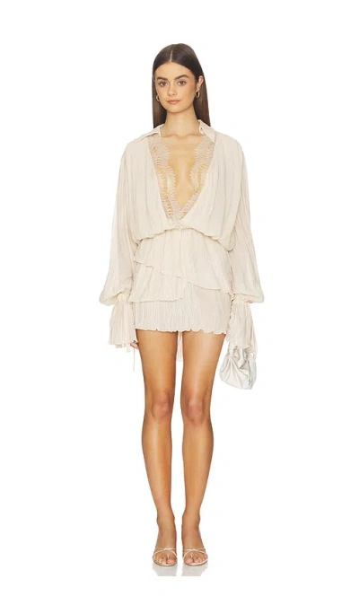 Blumarine Georgette Plisse Dress In Neutral